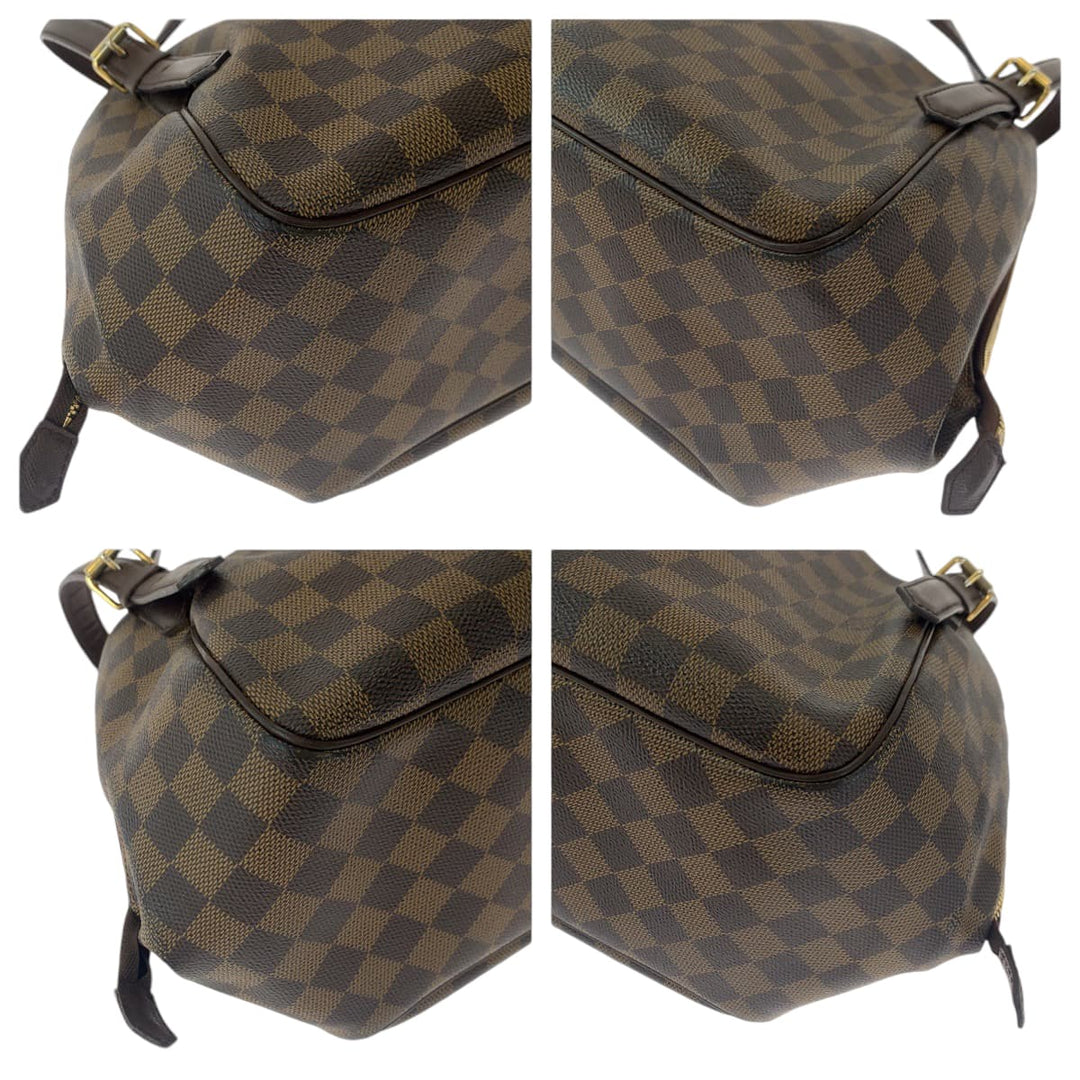 LOUIS VUITTON Handbag N51174 PVC Brown Gold Metal Handbag Shoulder Bag Damier Ebene Belem MM Women Used Authentic