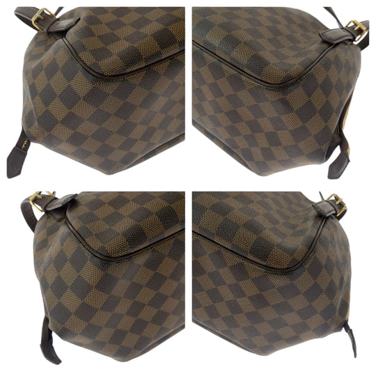 LOUIS VUITTON Handbag N51174 PVC Brown Gold Metal Handbag Shoulder Bag Damier Ebene Belem MM Women Used Authentic