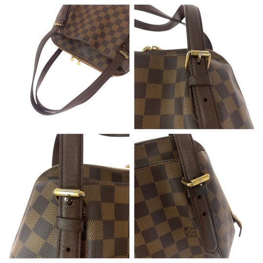 LOUIS VUITTON Handbag N51174 PVC Brown Gold Metal Handbag Shoulder Bag Damier Ebene Belem MM Women Used Authentic