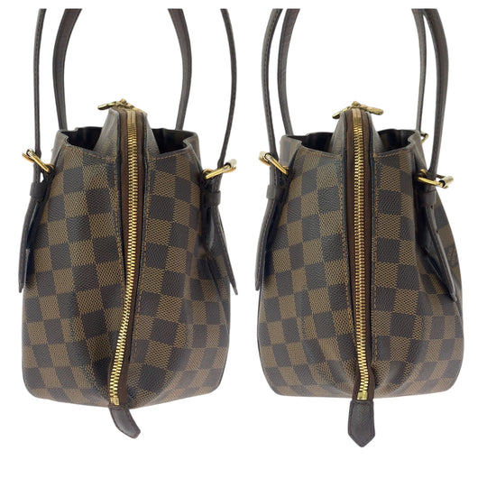 LOUIS VUITTON Handbag N51174 PVC Brown Gold Metal Handbag Shoulder Bag Damier Ebene Belem MM Women Used Authentic