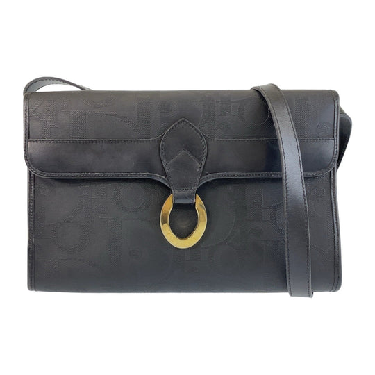 Christian Dior Shoulder Bag PVC Black GoldMetal Crossbody Shoulder Bag Messenger Bag Trotter Women Used Authentic