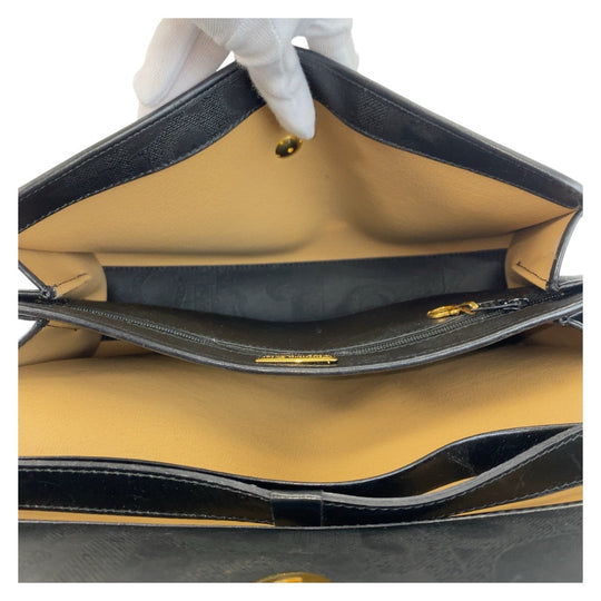 Christian Dior Shoulder Bag PVC Black GoldMetal Crossbody Shoulder Bag Messenger Bag Trotter Women Used Authentic