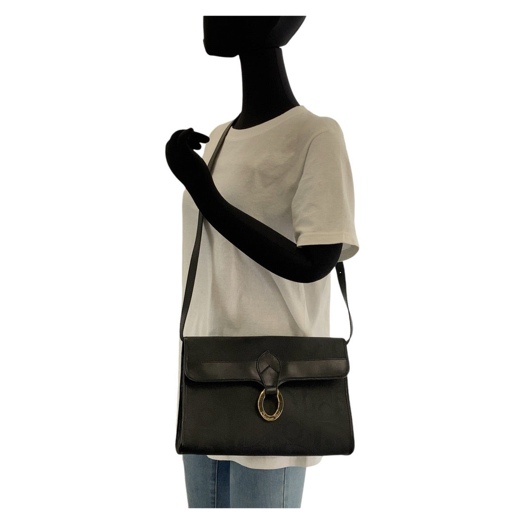Christian Dior Shoulder Bag PVC Black GoldMetal Crossbody Shoulder Bag Messenger Bag Trotter Women Used Authentic