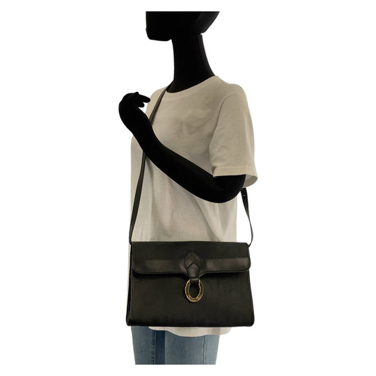 Christian Dior Shoulder Bag PVC Black GoldMetal Crossbody Shoulder Bag Messenger Bag Trotter Women Used Authentic