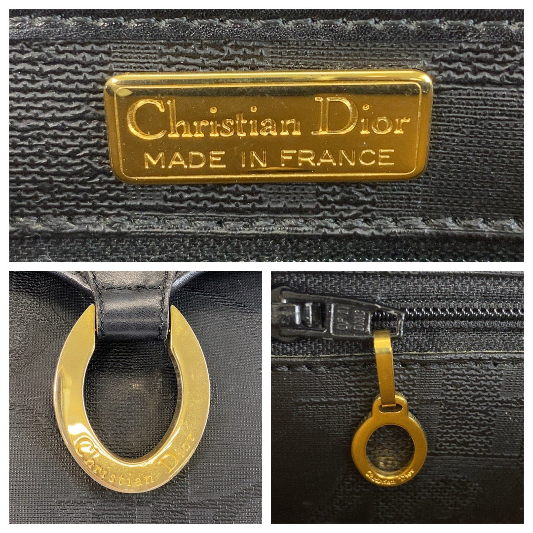 Christian Dior Shoulder Bag PVC Black GoldMetal Crossbody Shoulder Bag Messenger Bag Trotter Women Used Authentic