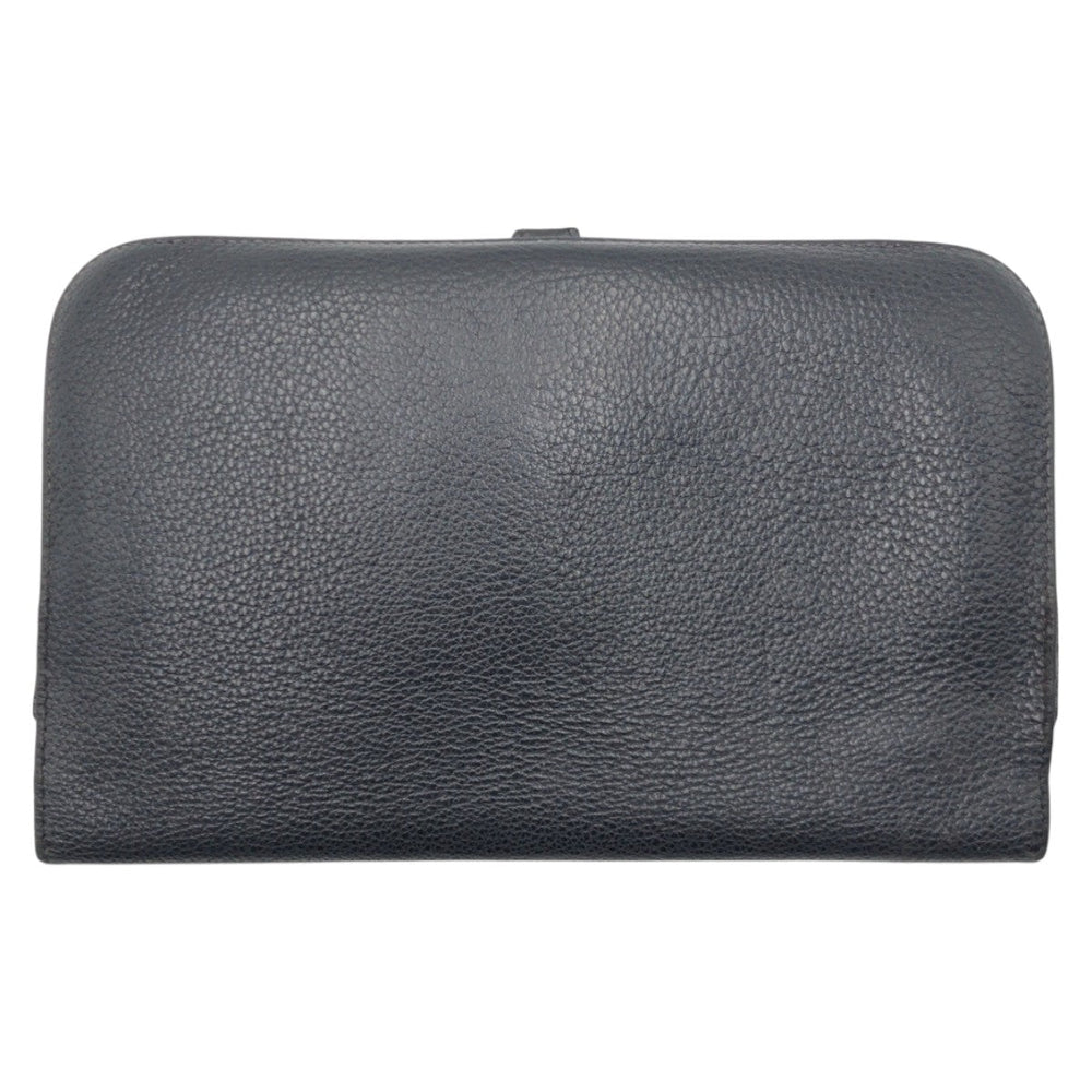 HERMES Long Wallet Purse Taurillon Clemence black Dogon GM