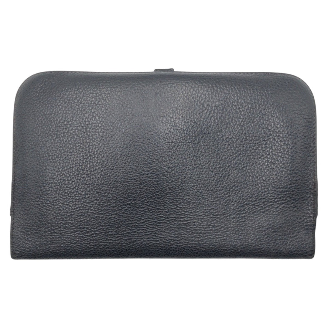 HERMES Long Wallet Purse Taurillon Clemence black Dogon GM