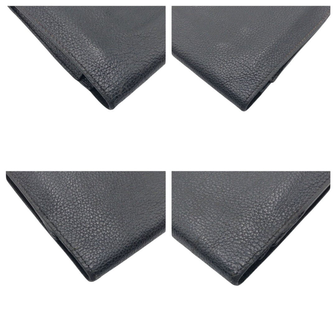 HERMES Long Wallet Purse Taurillon Clemence black Dogon GM