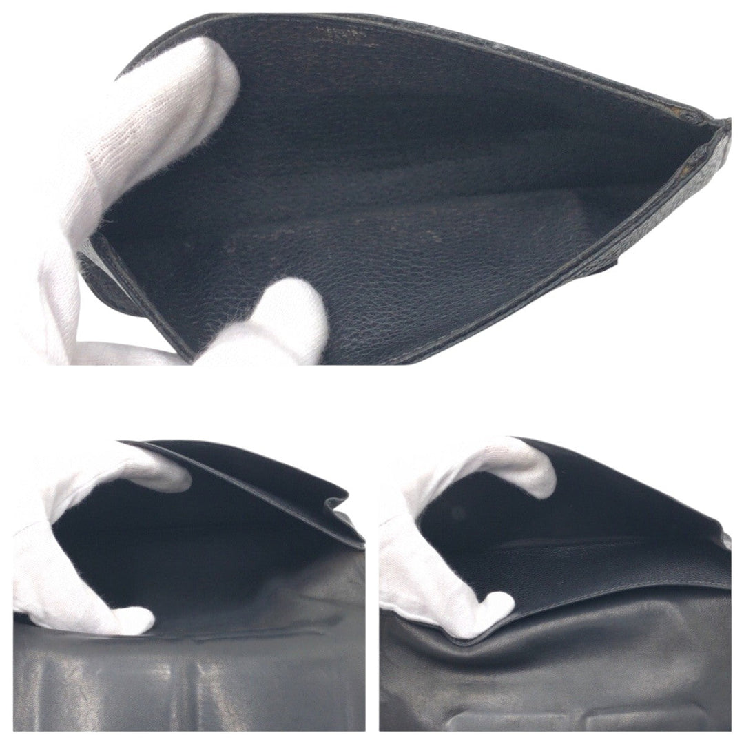 HERMES Long Wallet Purse Taurillon Clemence black Dogon GM