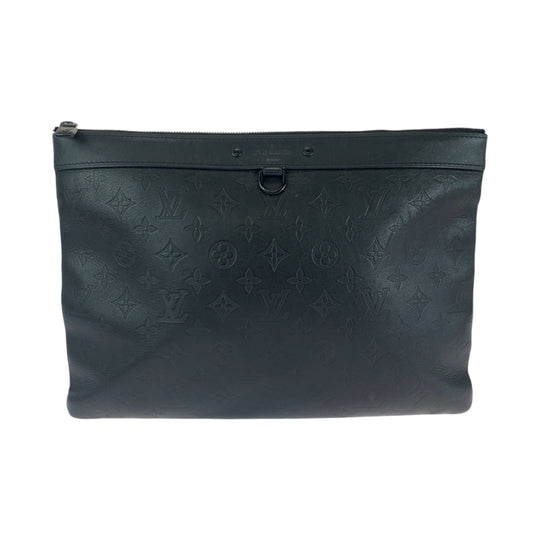 LOUIS VUITTON Clutch bag M62903 leather Black black Clutch bag business bag Monogram shadow Pochette Discovery mens Used Authentic