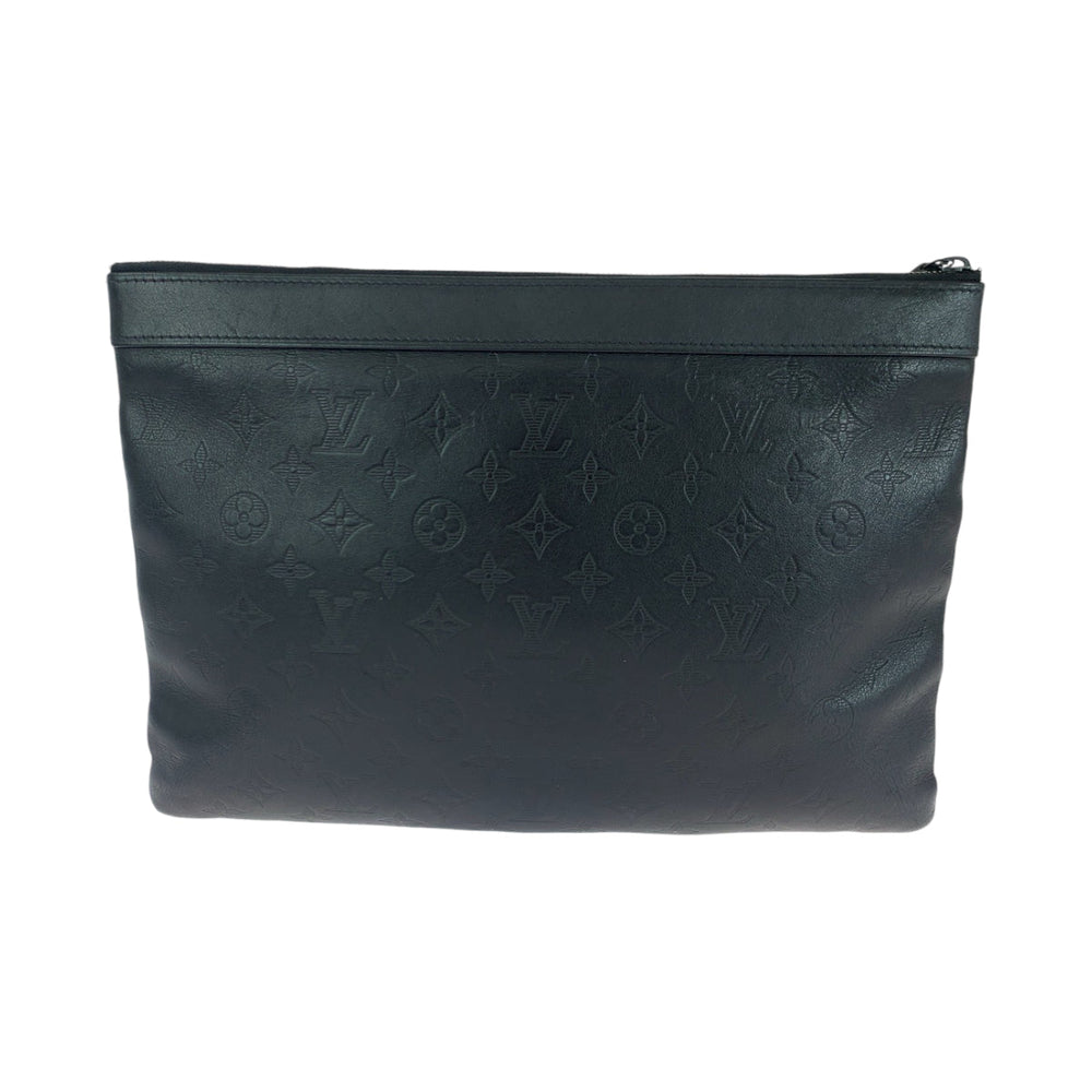 LOUIS VUITTON Clutch bag M62903 leather Black black Clutch bag business bag Monogram shadow Pochette Discovery mens Used Authentic