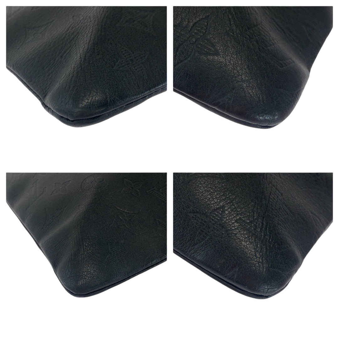 LOUIS VUITTON Clutch bag M62903 leather Black black Clutch bag business bag Monogram shadow Pochette Discovery mens Used Authentic