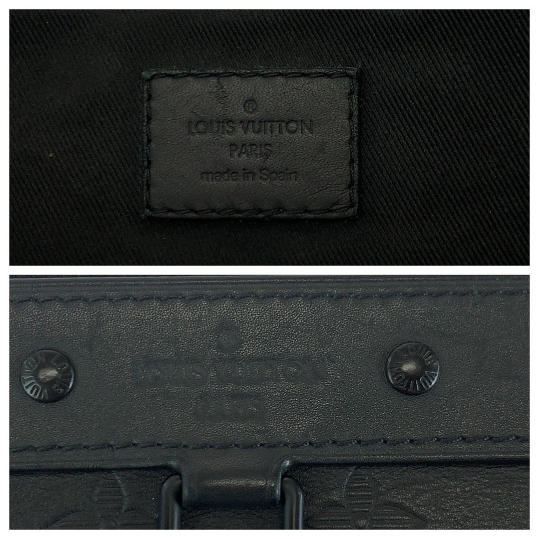 LOUIS VUITTON Clutch bag M62903 leather Black black Clutch bag business bag Monogram shadow Pochette Discovery mens Used Authentic