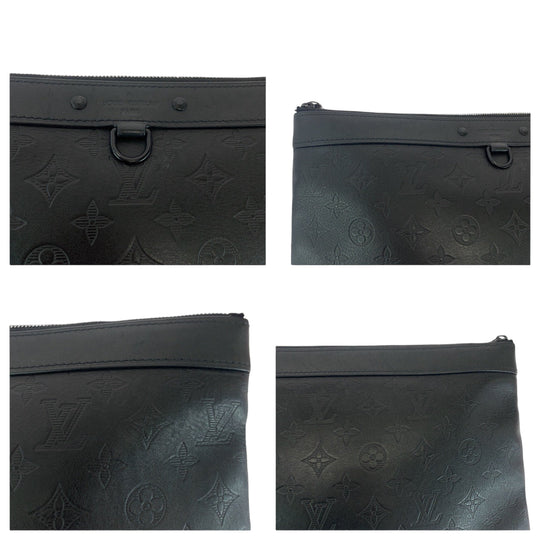 LOUIS VUITTON Clutch bag M62903 leather Black black Clutch bag business bag Monogram shadow Pochette Discovery mens Used Authentic
