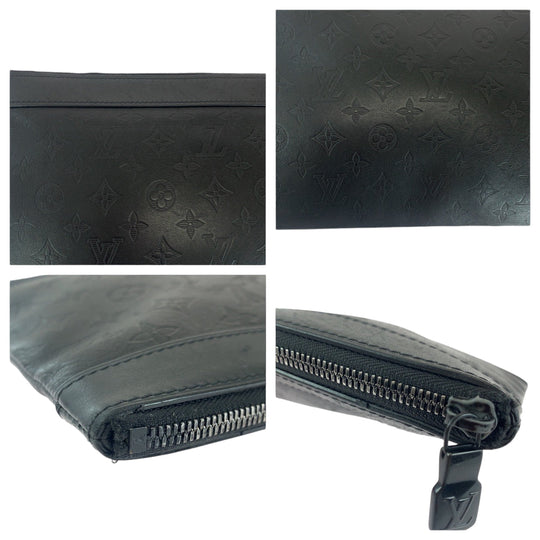 LOUIS VUITTON Clutch bag M62903 leather Black black Clutch bag business bag Monogram shadow Pochette Discovery mens Used Authentic