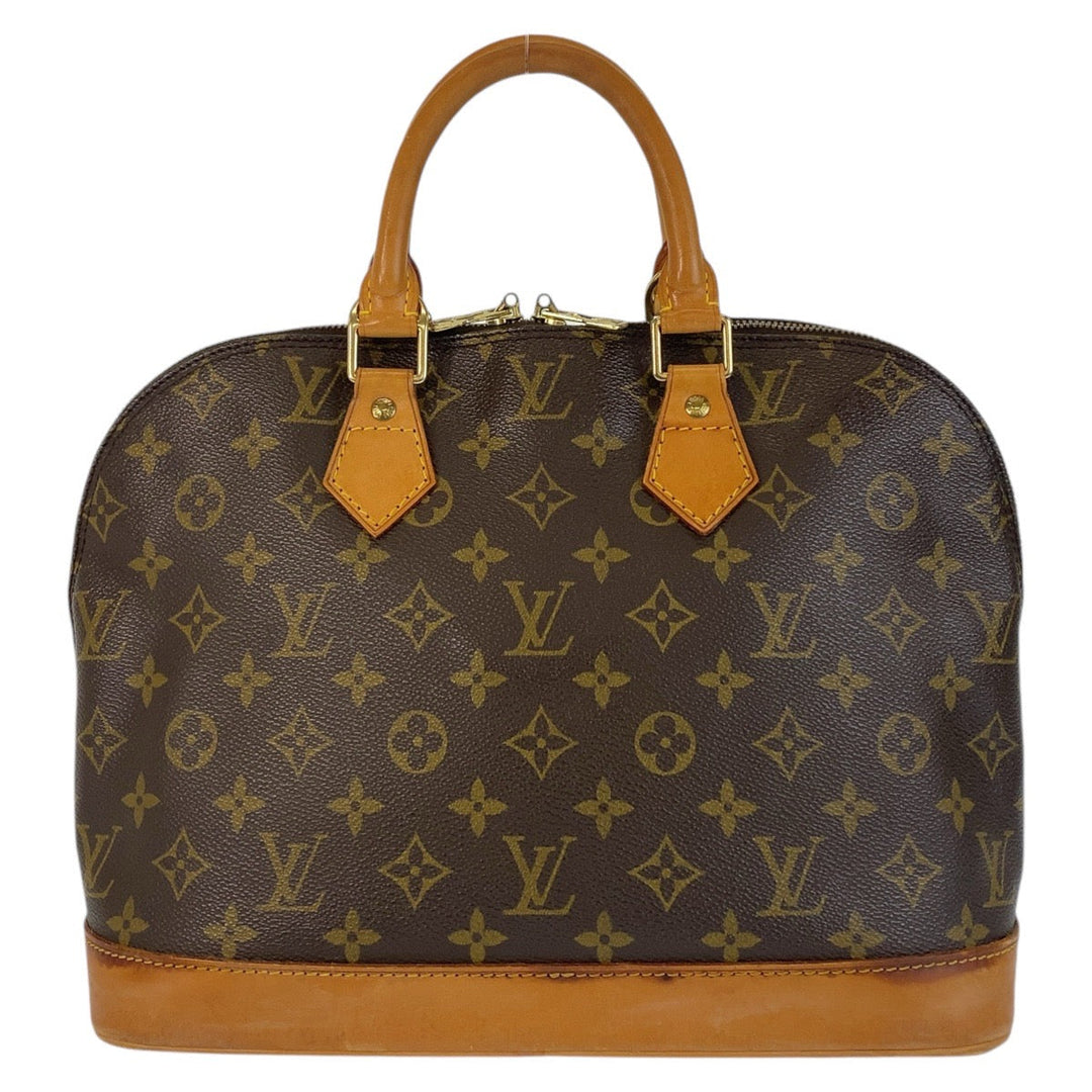 LOUIS VUITTON Handbag M51130 PVC, Leather Brown Gold Metal Handbag Monogram Alma Women Used Authentic