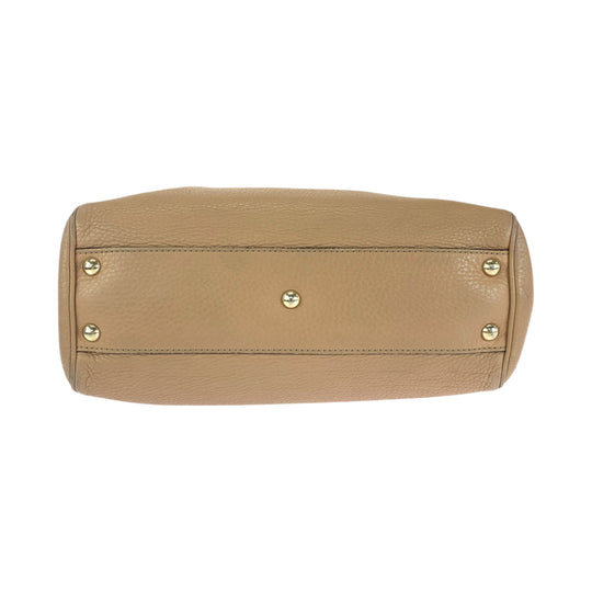 GUCCI Handbag 236032 leather Beige Brown Gold Metal Handbag Bamboo Women Used Authentic