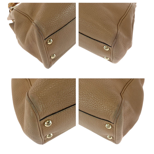 GUCCI Handbag 236032 leather Beige Brown Gold Metal Handbag Bamboo Women Used Authentic