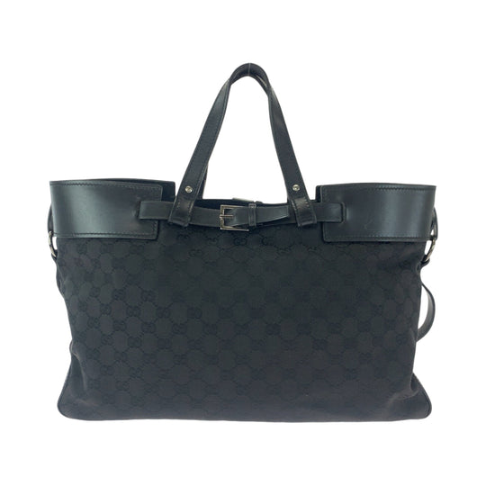 GUCCI Tote Bag 106251 GG canvas Black SilverMetal Tote Bag Shoulder Bag Women Used Authentic