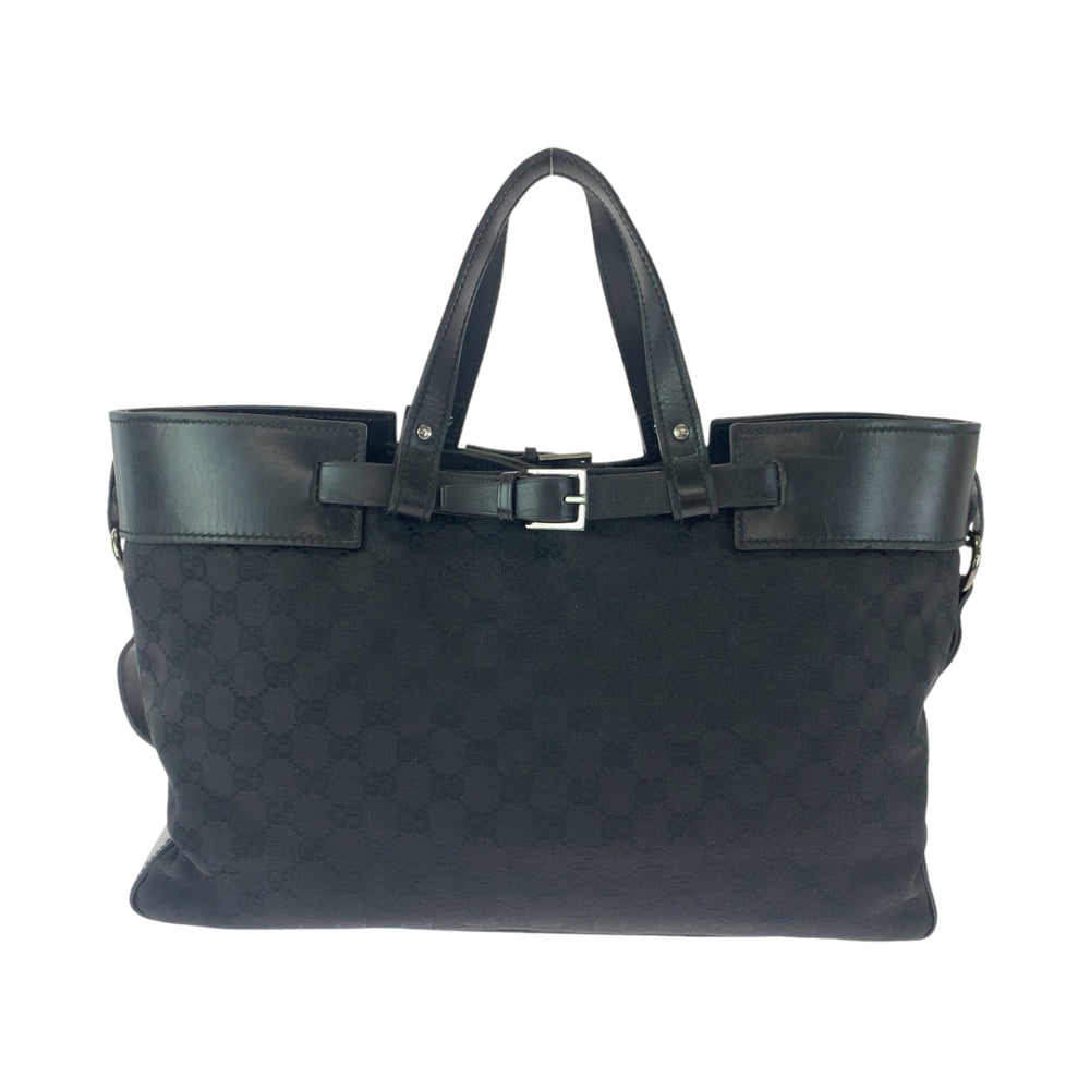 GUCCI Tote Bag 106251 GG canvas Black SilverMetal Tote Bag Shoulder Bag Women Used Authentic