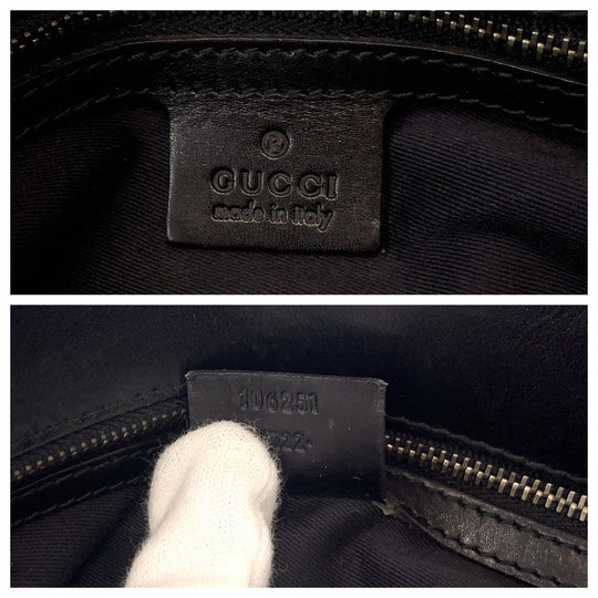 GUCCI Tote Bag 106251 GG canvas Black SilverMetal Tote Bag Shoulder Bag Women Used Authentic