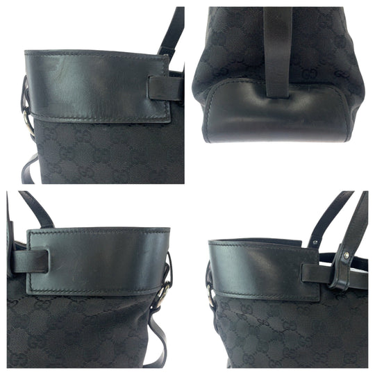 GUCCI Tote Bag 106251 GG canvas Black SilverMetal Tote Bag Shoulder Bag Women Used Authentic