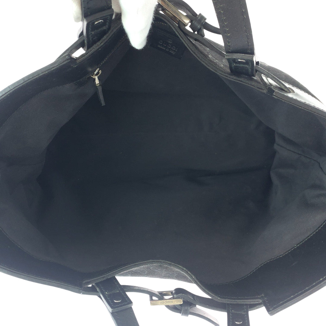GUCCI Tote Bag 106251 GG canvas Black SilverMetal Tote Bag Shoulder Bag Women Used Authentic