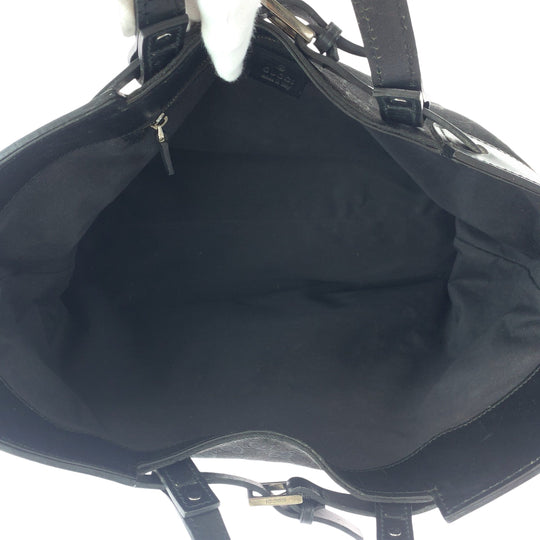 GUCCI Tote Bag 106251 GG canvas Black SilverMetal Tote Bag Shoulder Bag Women Used Authentic