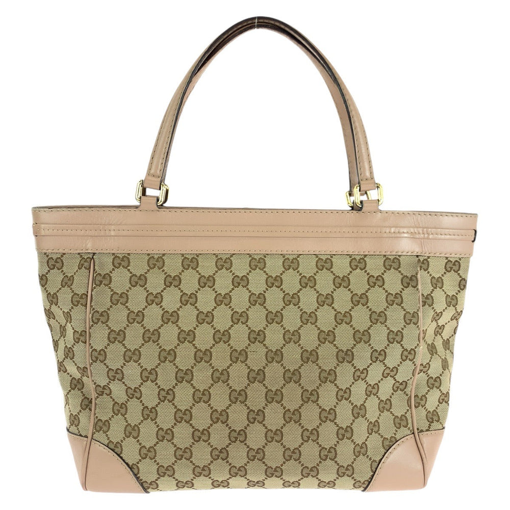 GUCCI Tote Bag 257061 GG canvas, leather Pink Beige Gold Metal Tote Bag Shoulder Bag Pretty Women Used Authentic