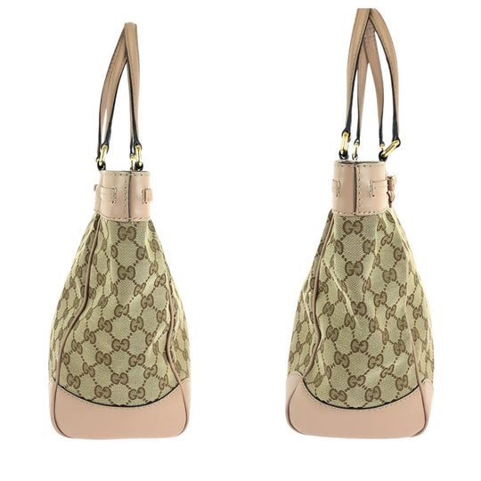 GUCCI Tote Bag 257061 GG canvas, leather Pink Beige Gold Metal Tote Bag Shoulder Bag Pretty Women Used Authentic