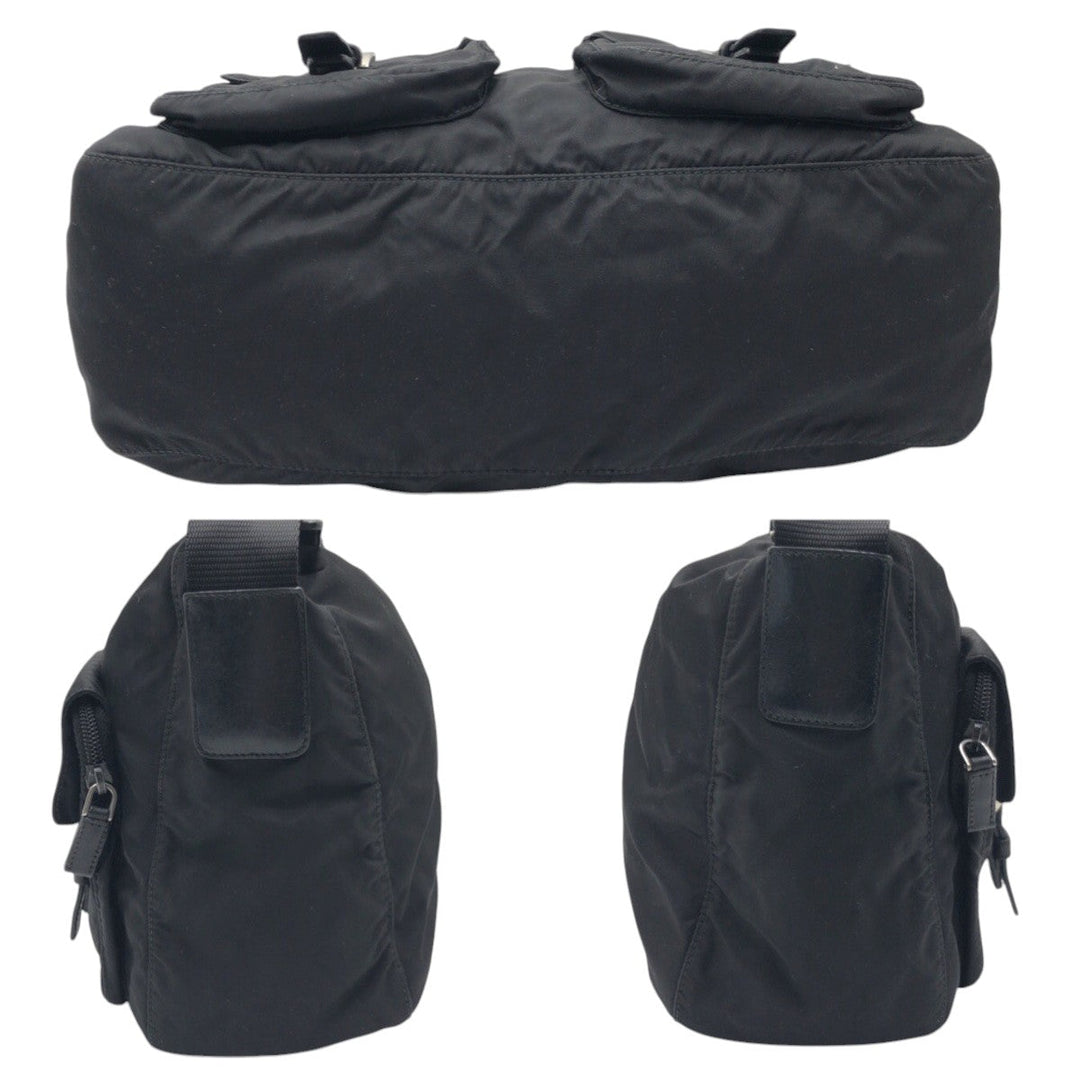 PRADA Shoulder Bag Nylon Black black Shoulder Bag Messenger Bag Unisex Test Triangular logo mens Used Authentic
