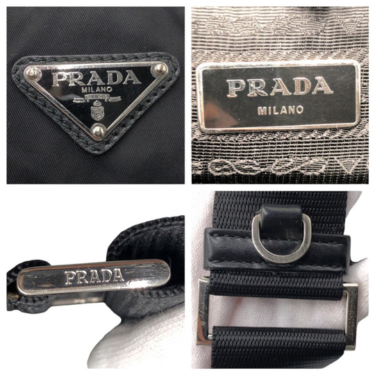 PRADA Shoulder Bag Nylon Black black Shoulder Bag Messenger Bag Unisex Test Triangular logo mens Used Authentic