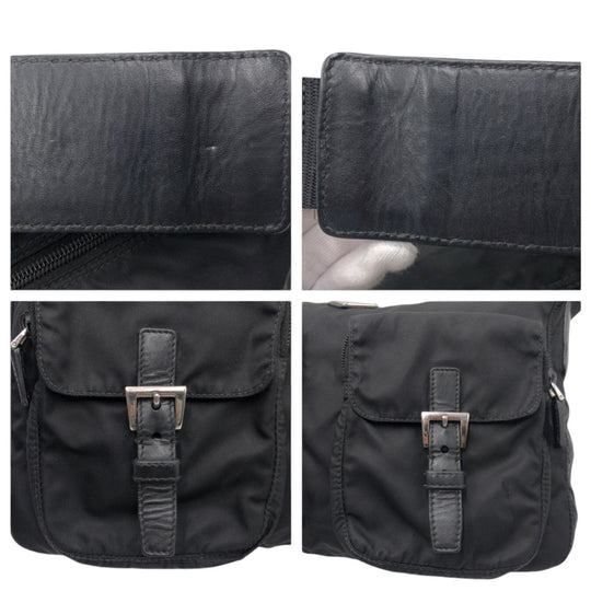 PRADA Shoulder Bag Nylon Black black Shoulder Bag Messenger Bag Unisex Test Triangular logo mens Used Authentic