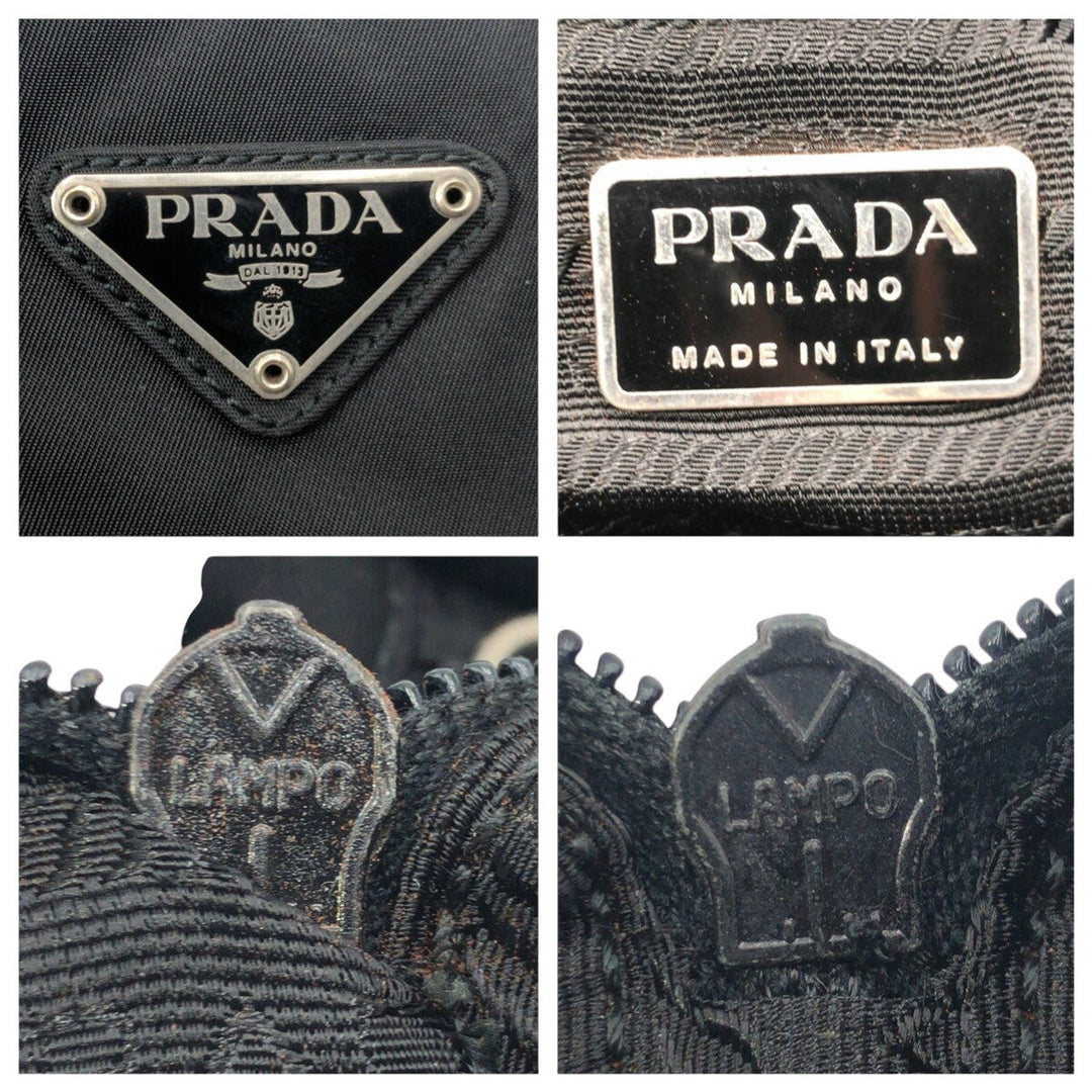 PRADA Tote Bag Nylon Black black Tote Bag Shoulder Bag Handbag Test Triangular logo Women Used Authentic