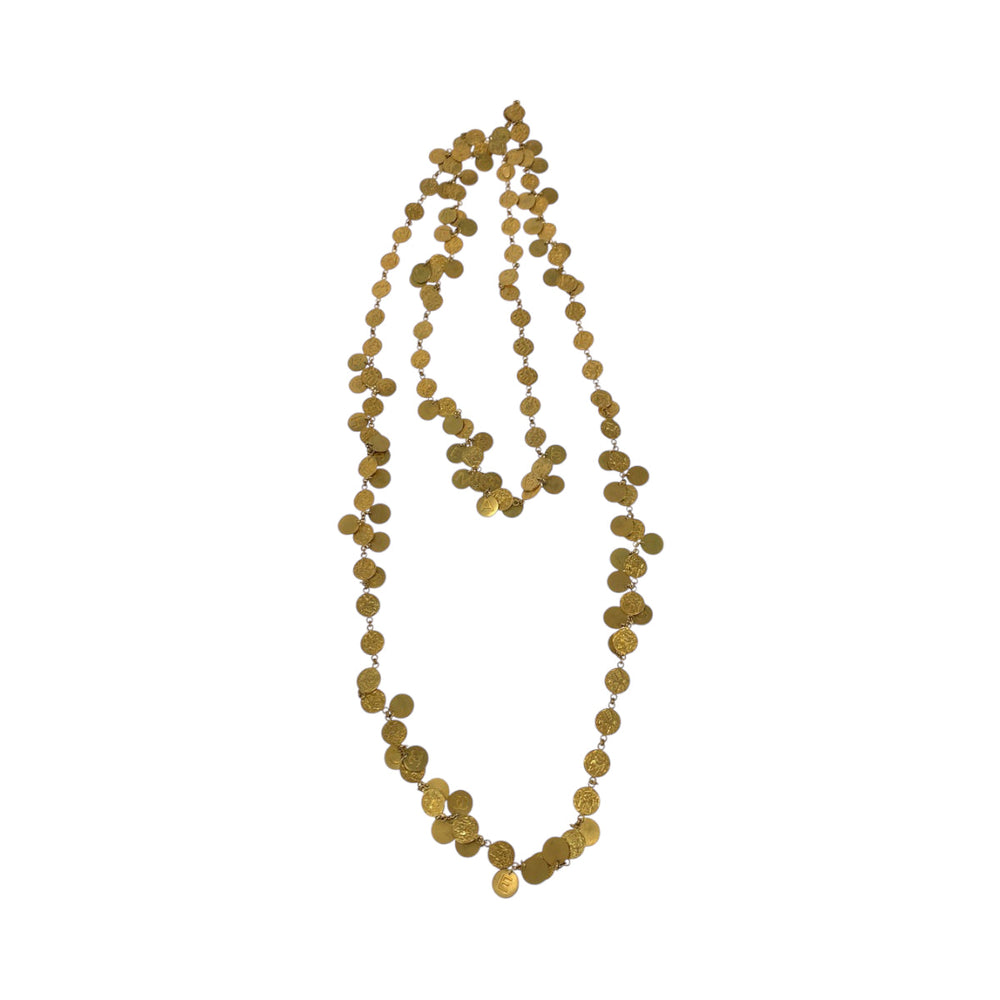 CHANEL Necklace metal gold Coin necklace COCO Mark Women Used Authentic