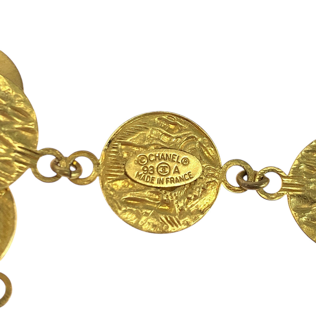 CHANEL Necklace metal gold Coin necklace COCO Mark Women Used Authentic