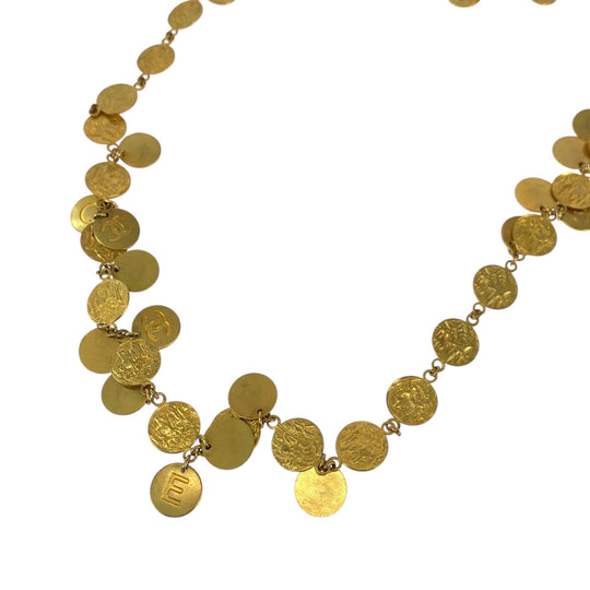 CHANEL Necklace metal gold Coin necklace COCO Mark Women Used Authentic