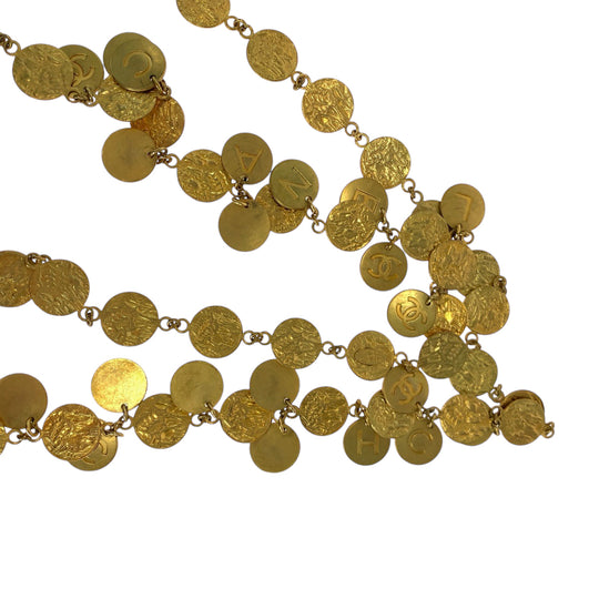 CHANEL Necklace metal gold Coin necklace COCO Mark Women Used Authentic