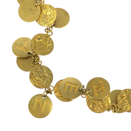 CHANEL Necklace metal gold Coin necklace COCO Mark Women Used Authentic