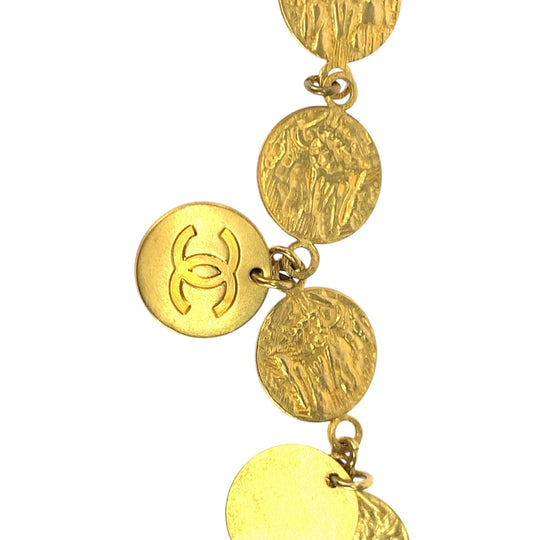 CHANEL Necklace metal gold Coin necklace COCO Mark Women Used Authentic