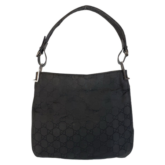 GUCCI Shoulder Bag 13166 GG canvas Black SilverMetal Shoulder Bag Women Used Authentic