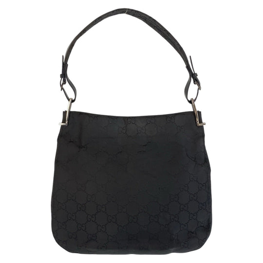 GUCCI Shoulder Bag 13166 GG canvas Black SilverMetal Shoulder Bag Women Used Authentic