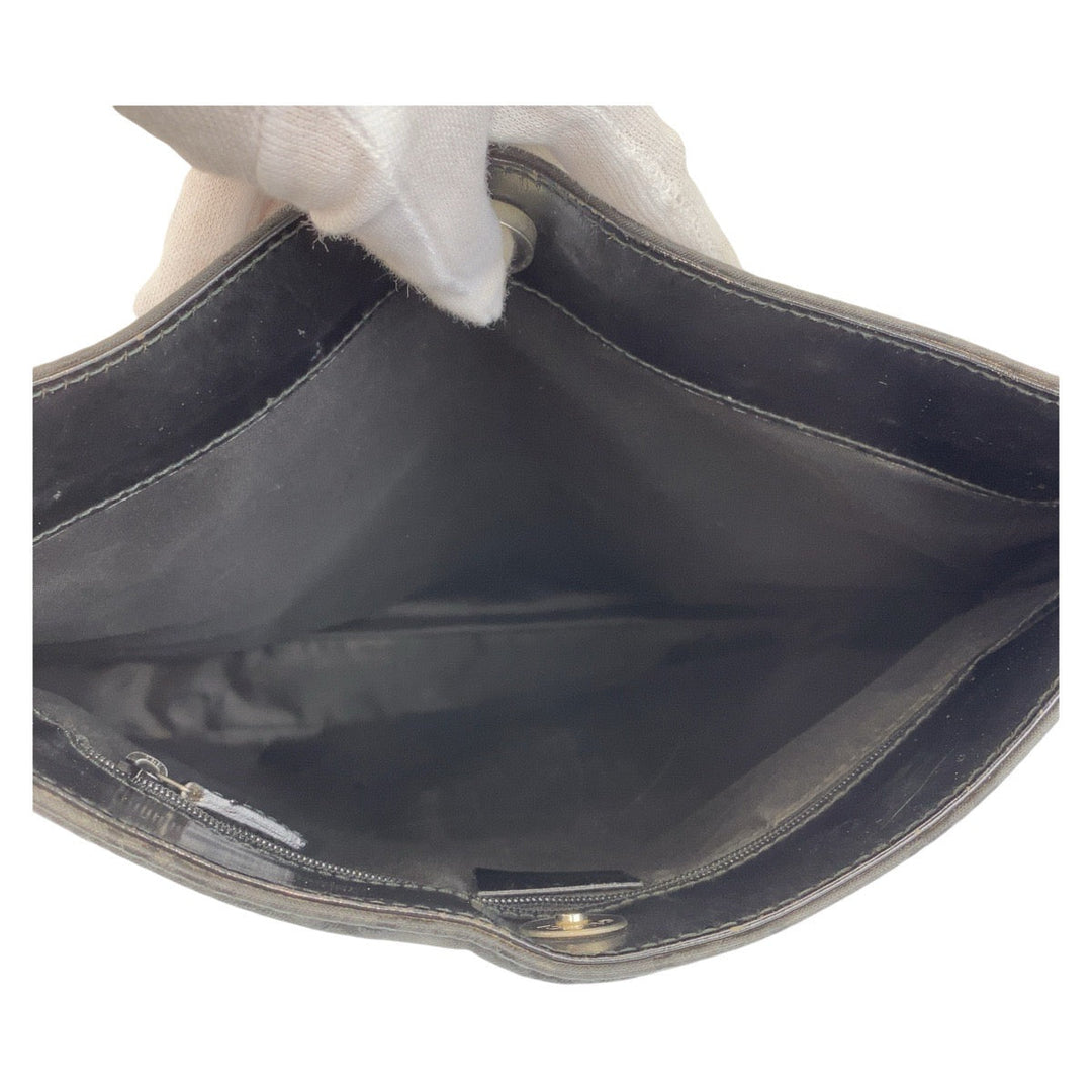 GUCCI Shoulder Bag 13166 GG canvas Black SilverMetal Shoulder Bag Women Used Authentic