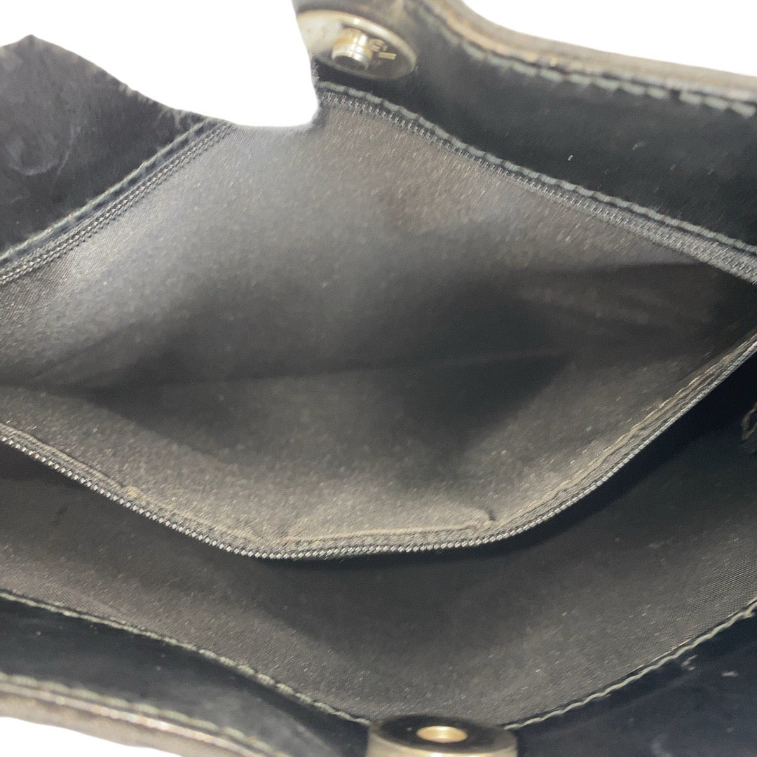 GUCCI Shoulder Bag 13166 GG canvas Black SilverMetal Shoulder Bag Women Used Authentic