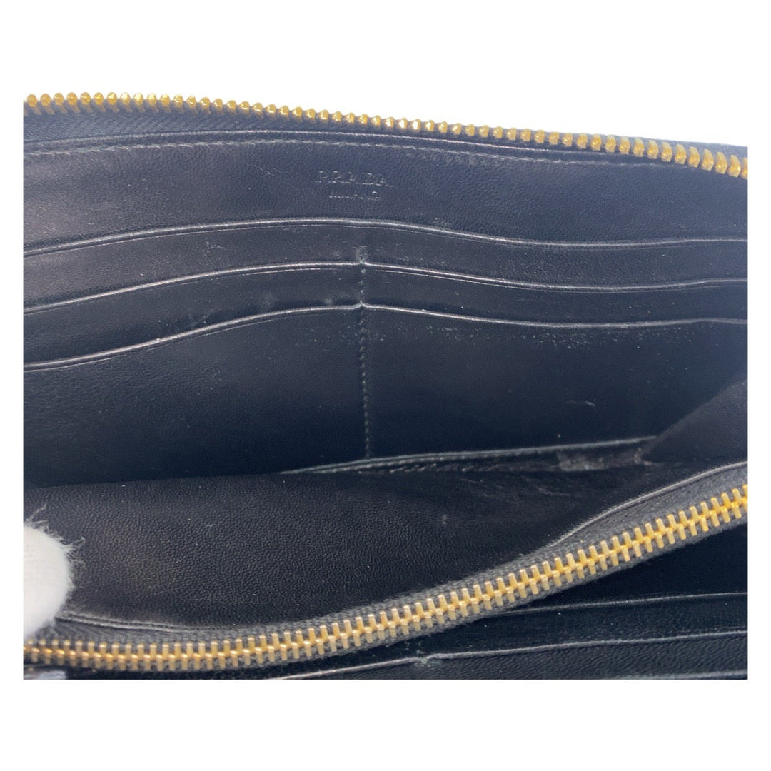 PRADA Long Wallet Purse Nylon black Long Wallet Purse Women Used Authentic
