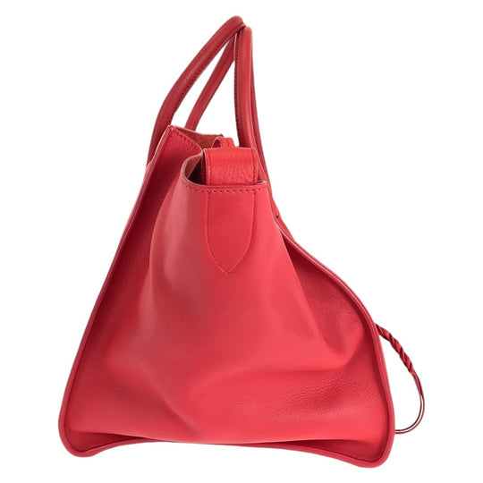 CELINE Tote Bag leather Red Silver Metal Tote Bag handbag Luggage phantom Women Used Authentic