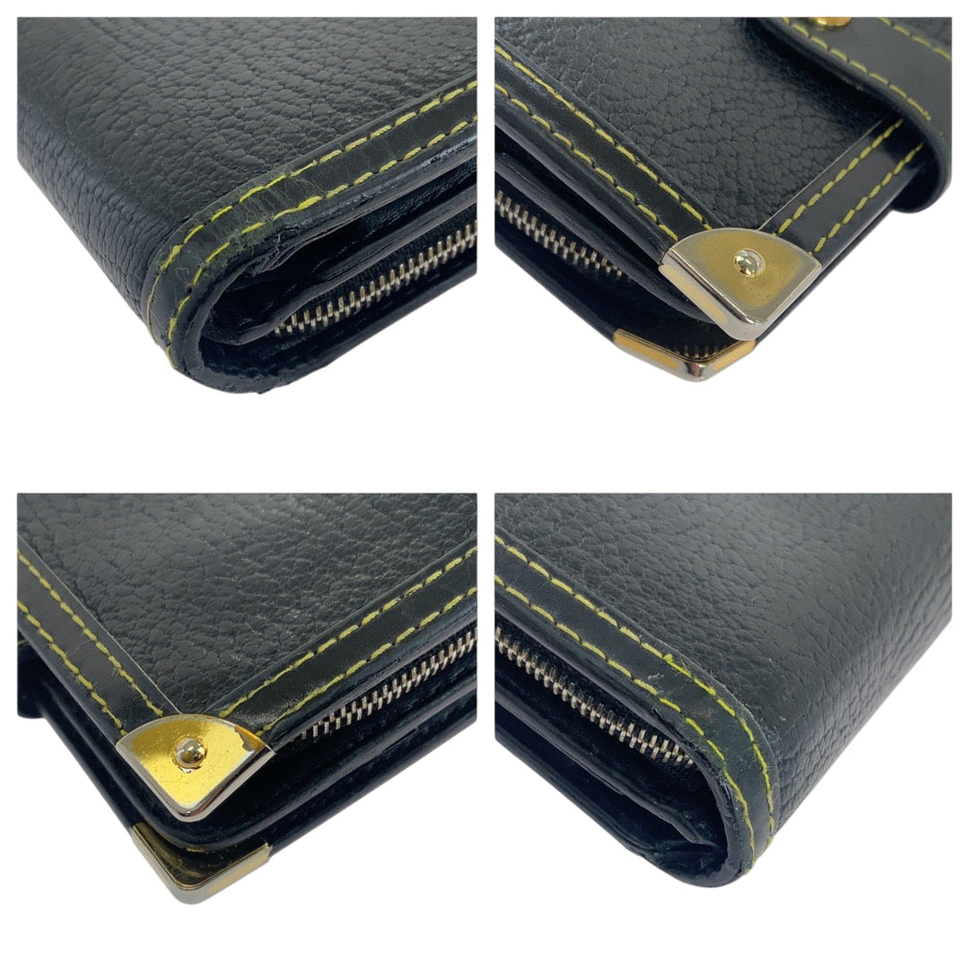LOUIS VUITTON Bifold Wallet M91828 leather Black GoldMetal Folding wallet Compact wallet Suhari mens(Unisex) Used Authentic