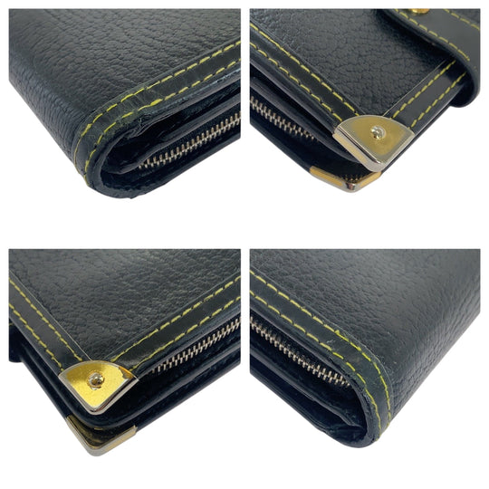LOUIS VUITTON Bifold Wallet M91828 leather Black GoldMetal Folding wallet Compact wallet Suhari mens(Unisex) Used Authentic