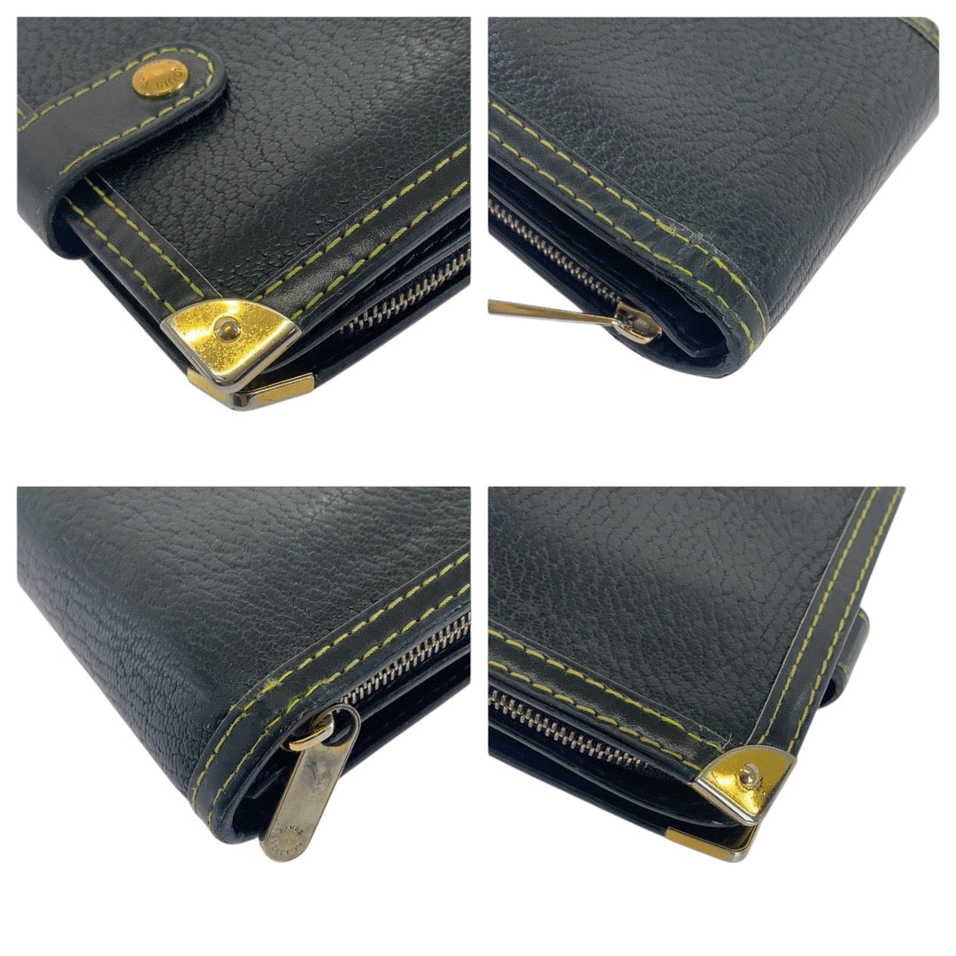 LOUIS VUITTON Bifold Wallet M91828 leather Black GoldMetal Folding wallet Compact wallet Suhari mens(Unisex) Used Authentic