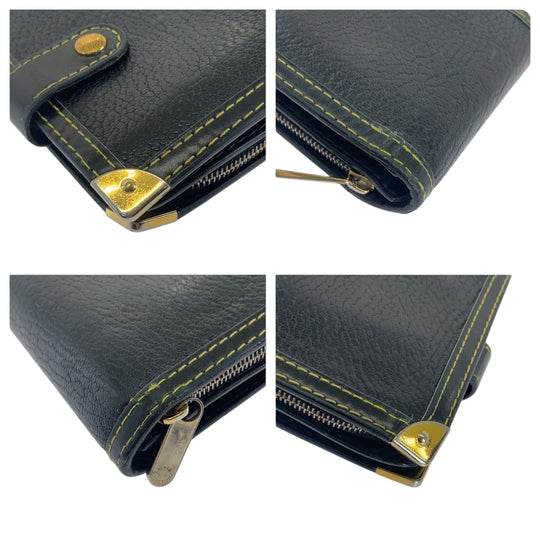 LOUIS VUITTON Bifold Wallet M91828 leather Black GoldMetal Folding wallet Compact wallet Suhari mens(Unisex) Used Authentic